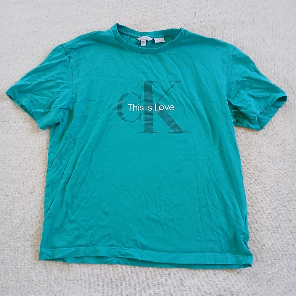 LAST CHANCE! calvin klein ♡ this is love tee shirt 90s teal medium